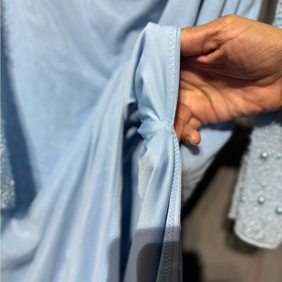 Oh Polly Blue Embellished Pearl Dress with Side Split - Picture 10 of 13